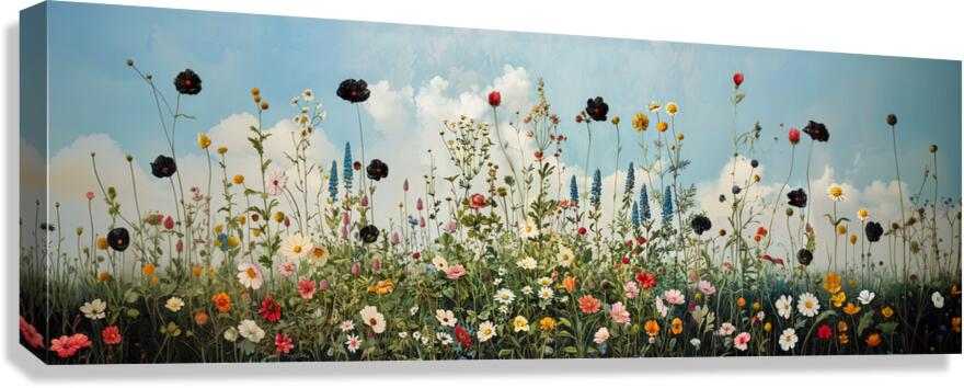 Blue Sky Flower Garden Canvas Print