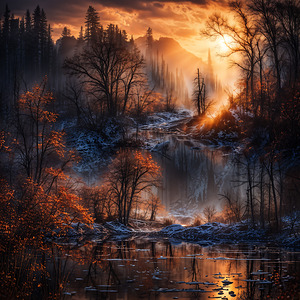 Sunset in the forest