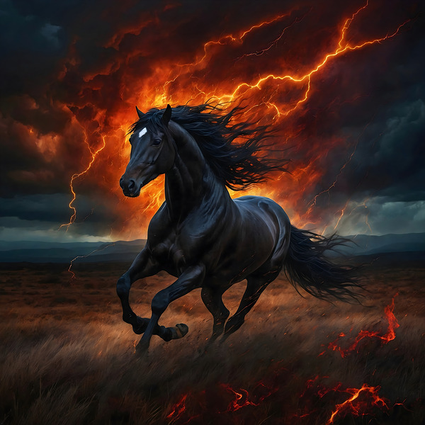 Majestic Horse Amidst Stormy Backdrop Print