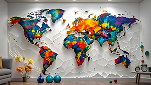 Vibrant World Map Mural