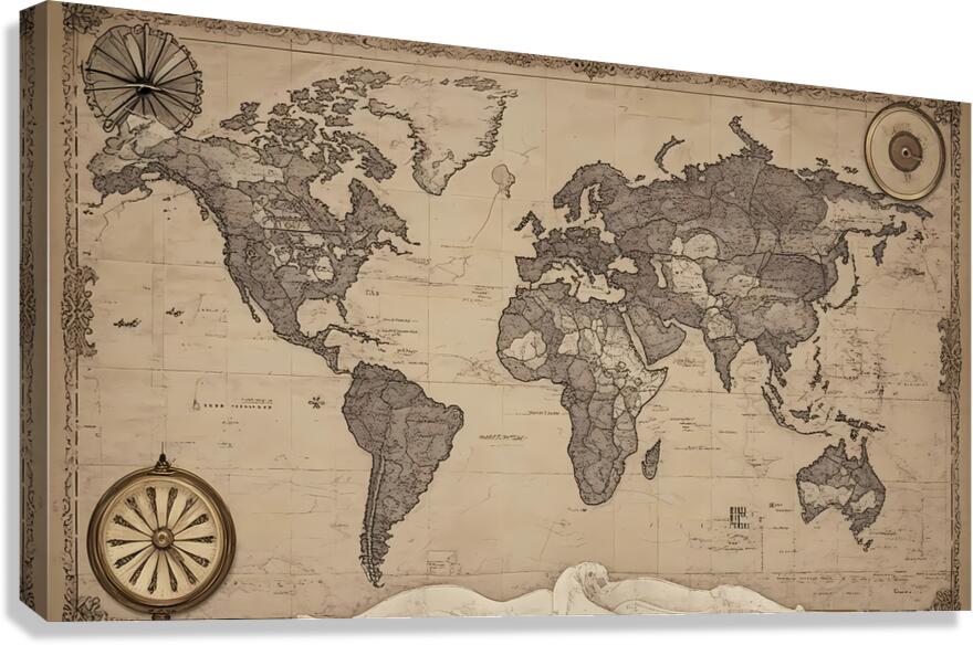 Timeless Explorer’s World Map Canvas Print