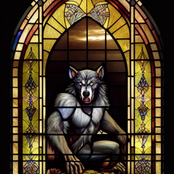Stained Glass Werewolf by Roger Harrison