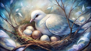  a serene and tender scene featuring a gentle dov