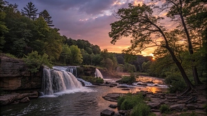                               Sunset Waterfall Serenity                 1.j