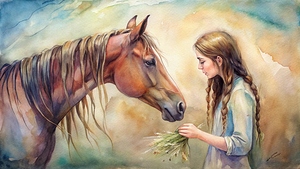 a beautiful watercolor painting of a young girl a
