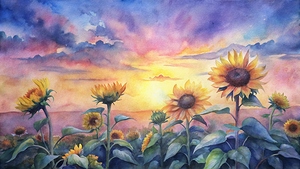                        Sunflowers at Sunset