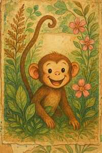 Curious Little Monkey in the Garden