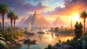  a breathtaking scene of ancient egypt during sun
