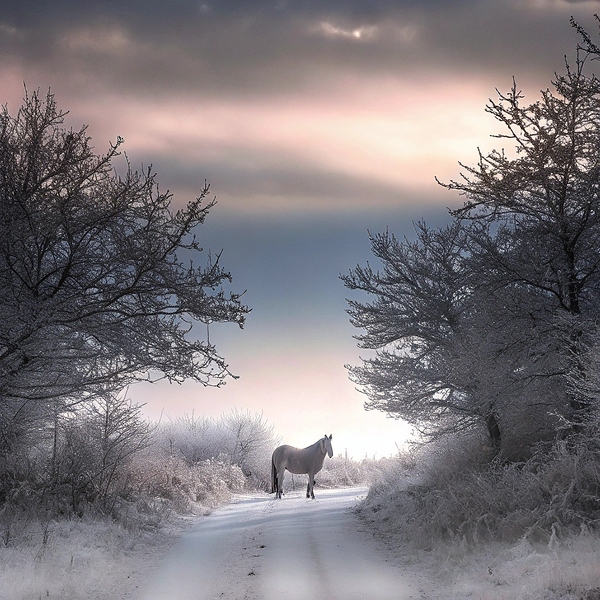               Solitary Horse in a Winter Wonderland       Print