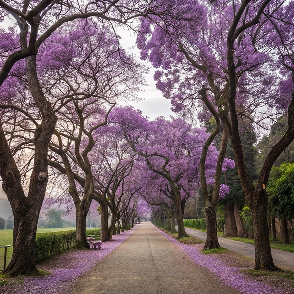                                  2Purple Blossom Pathway Print