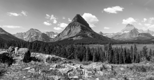 Grinnell Point Panorama - Glacier National Park Black and White