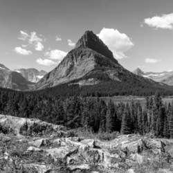 Grinnell Point Panorama - Glacier National Park Black and White