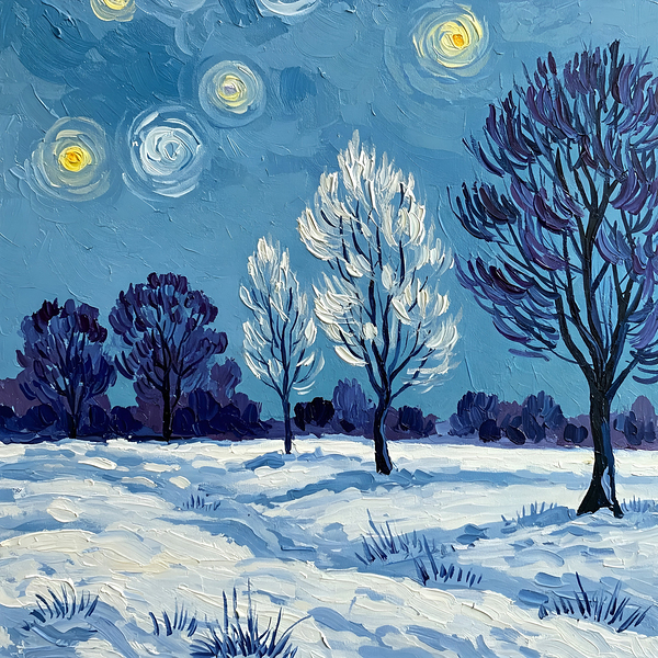 Starry Winter Night Print