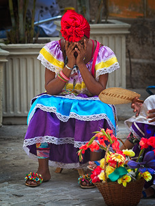 Woman in Colorful Traditional Dress
