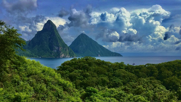 Lingering Clouds Over The Pitons by DB Photos
