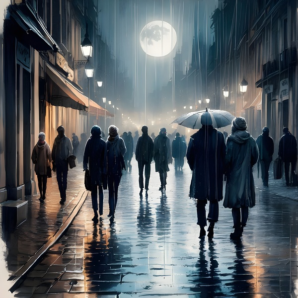 Rainy Night in the City Print