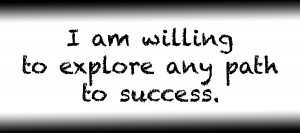 I am willing to explore any path to success.