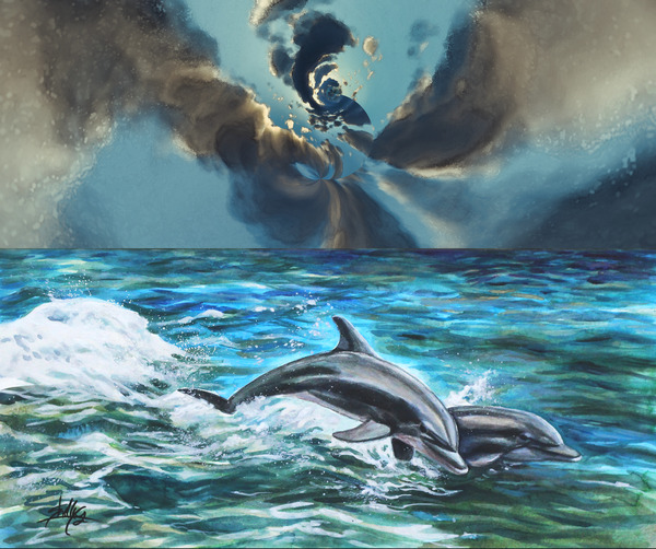 Dolphins in a Storm Vortex by Shelly Leitheiser
