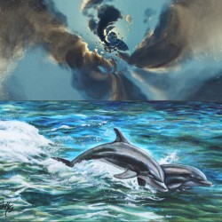 Dolphins in a Storm Vortex