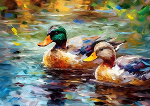 Duet of Ducks: An Impressionist Swim