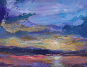 Colorado sunset over lake