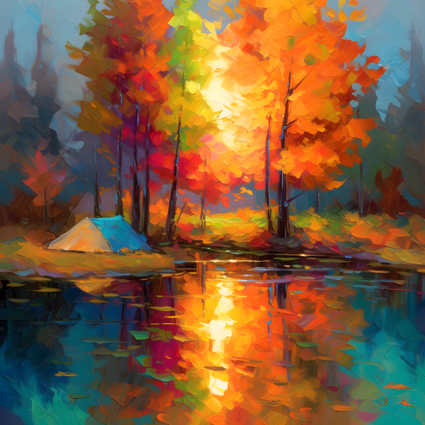 Camping in Autumn Brilliance: An Impressionists Perspective by Chris Rutledge