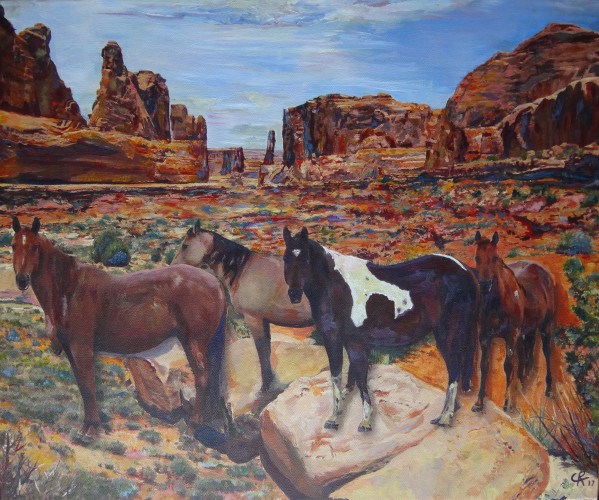 Wild horses in Moab Utah by Chris Rutledge