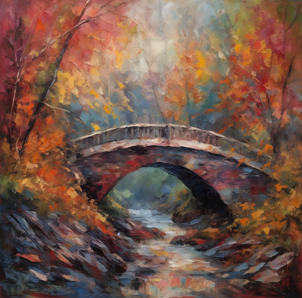 Autumns Reflection on Stone Bridge by Chris Rutledge