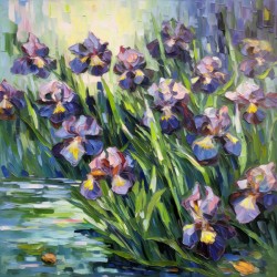 “Iris Abundance by the Pond”