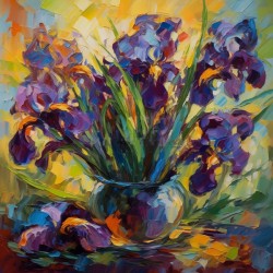 “Violet Abundance: Irises in Bloom”