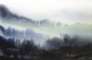 Cloudy Misty Himalaya Mountain