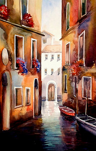 Venice Canal  Watercolor Painting