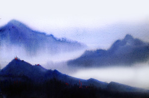 Mysterious Cloudy Himalaya Landscape 