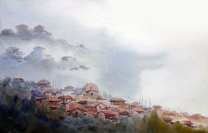 Foggy Cloudy Himalaya Landscape