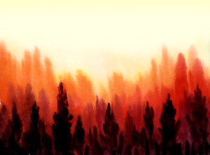 Autumn Forest  Watercolor Painting