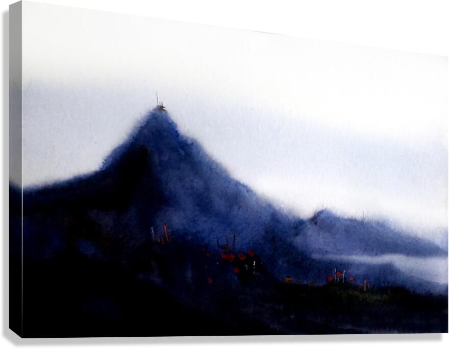 Mysterious Mountain Himalaya  Watercolor Landscape   Canvas Print