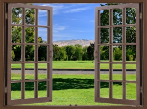 Relaxing Nature Walk - Lawn and Distant Hills