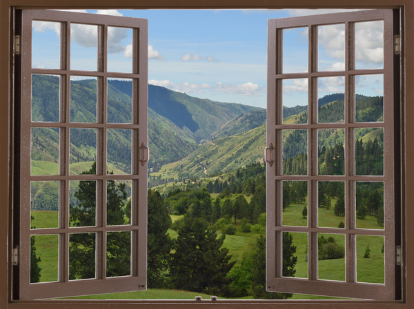 Sheltered by Pines Meadow Walk with Distant Hills Print