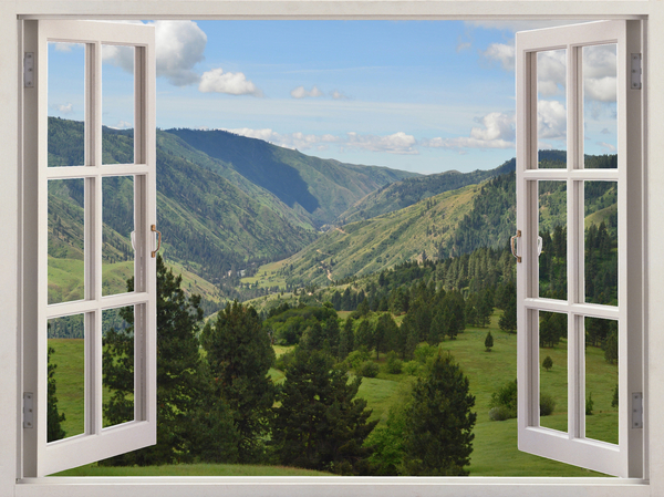 Sheltered by Pines Meadow Walk with Distant Hills Print