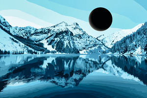 Black Orb Over Mountain Lake