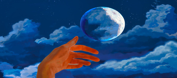 God Juggles on a Moonlit Night Print