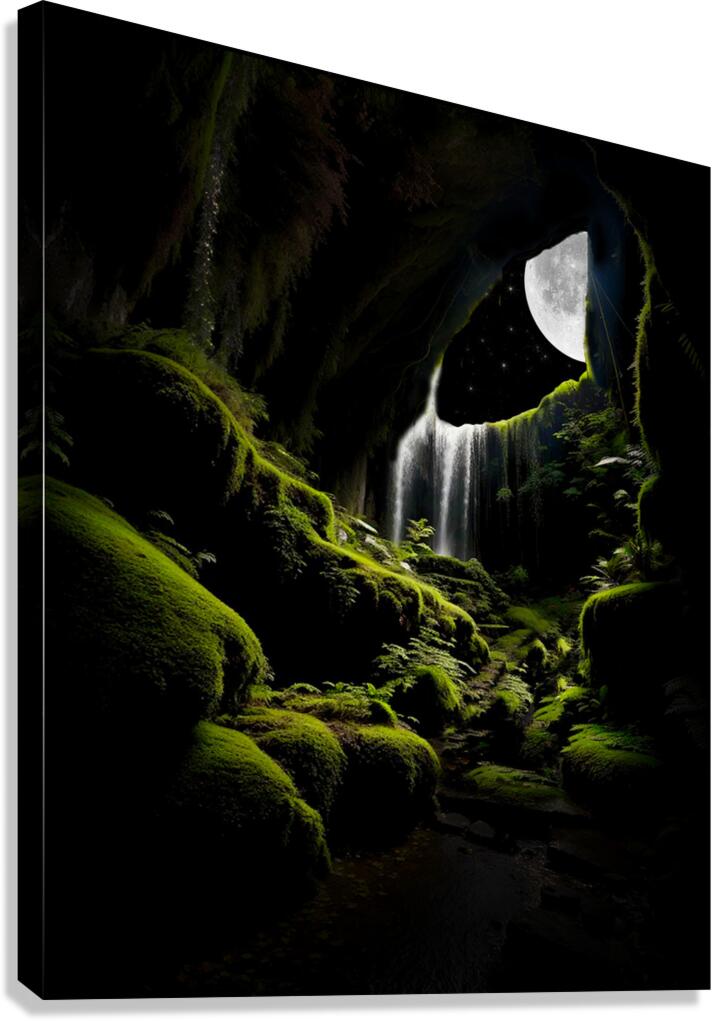Cavern Darkness Green Canvas Print