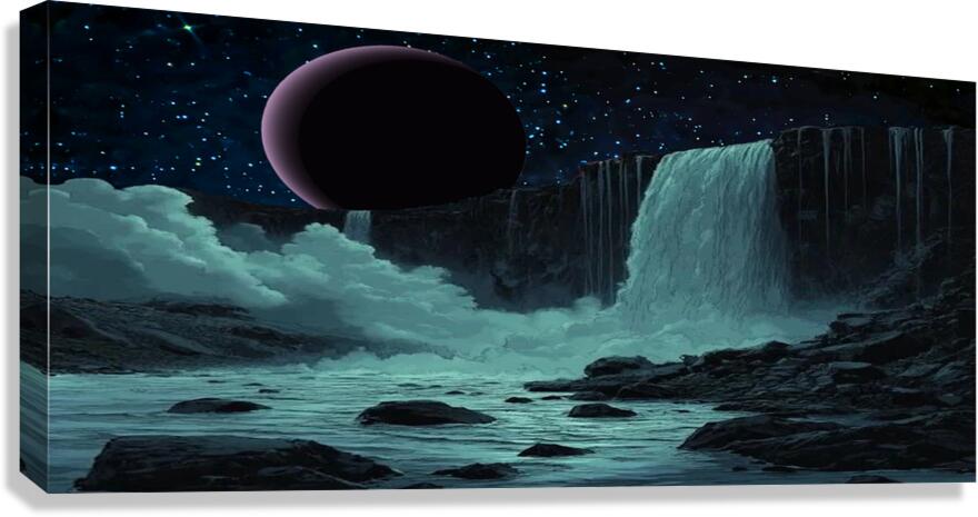 Waterfall   Night Canvas Print