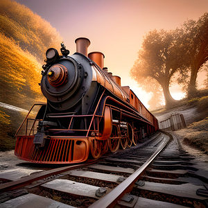 AI Generated Image of a Train Moving Through a Ghostly Landscape