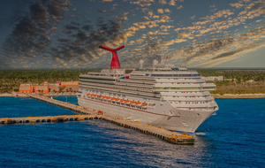 Cruise Ship at Remote Port at Dusk