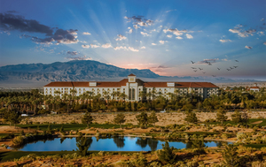 Sunset Behind Desert Resort