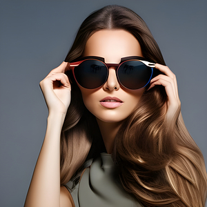 Woman with Eyes Looking Through Dark Sunglasses