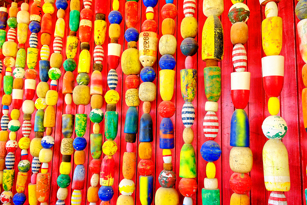 Decorative Lobster Floats on Red Wall Print