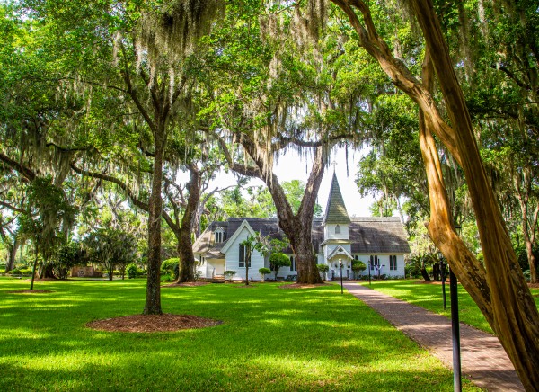 Chapel Beyond Trees Print