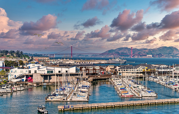Marina at Pier 39 with Golden Gate Bridge Print